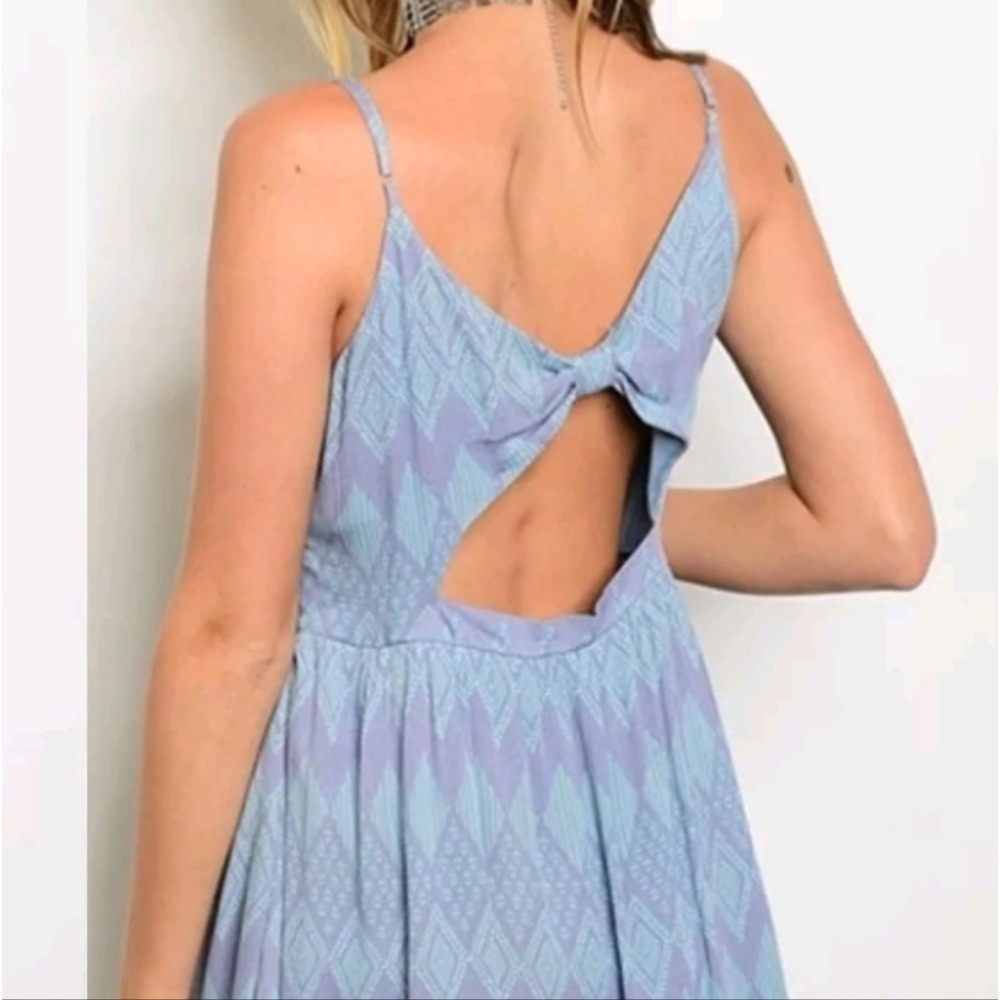 Bo*Bel Coquette Flirty Medium Bow Cut Out Back Chic Lavender Geometric Dress